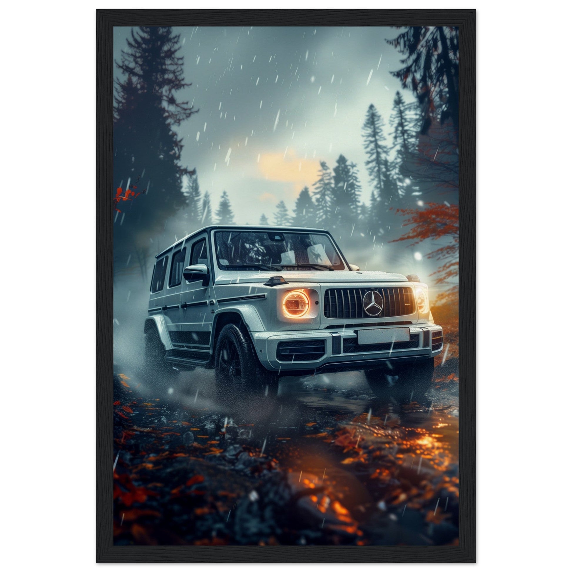 Poster Mercedes Classe G ( 30x45-cm-Bois-noir)