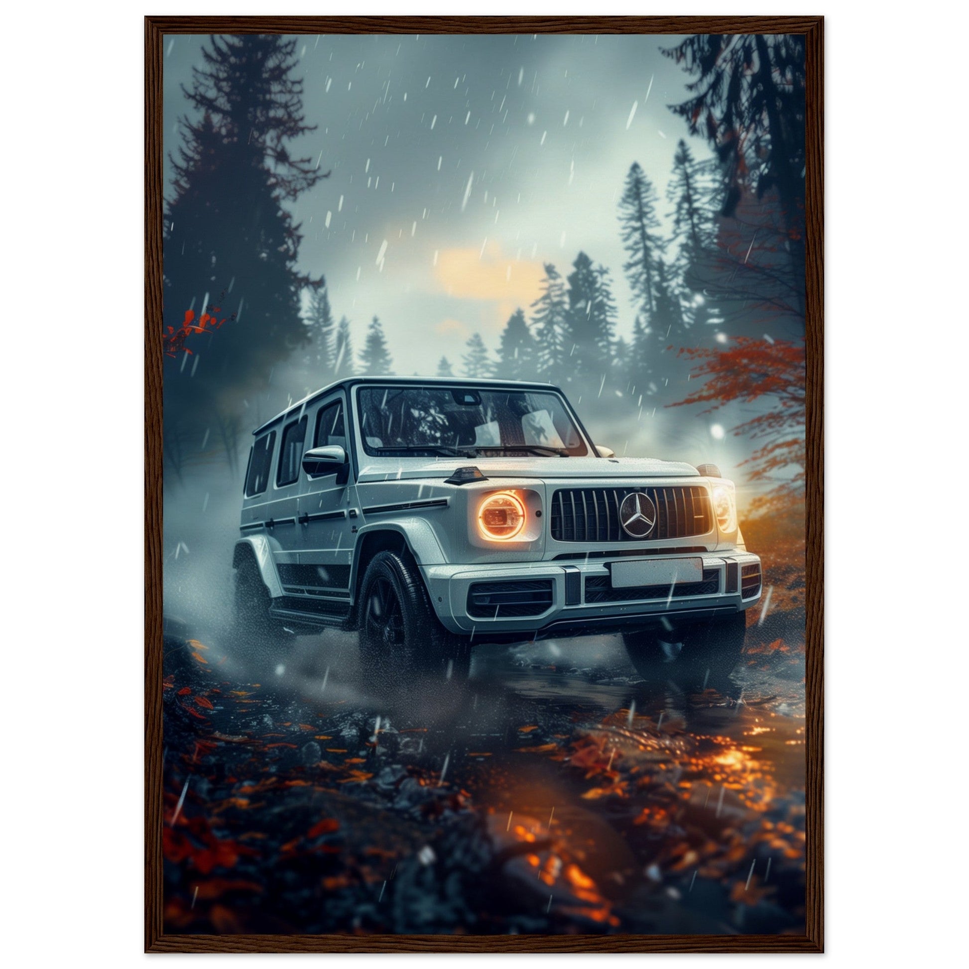 Poster Mercedes Classe G ( 50x70-cm-Bois-foncé)