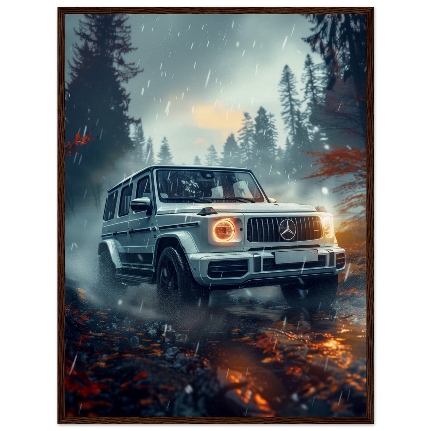 Poster Mercedes Classe G ( 60x80-cm-Bois-foncé)