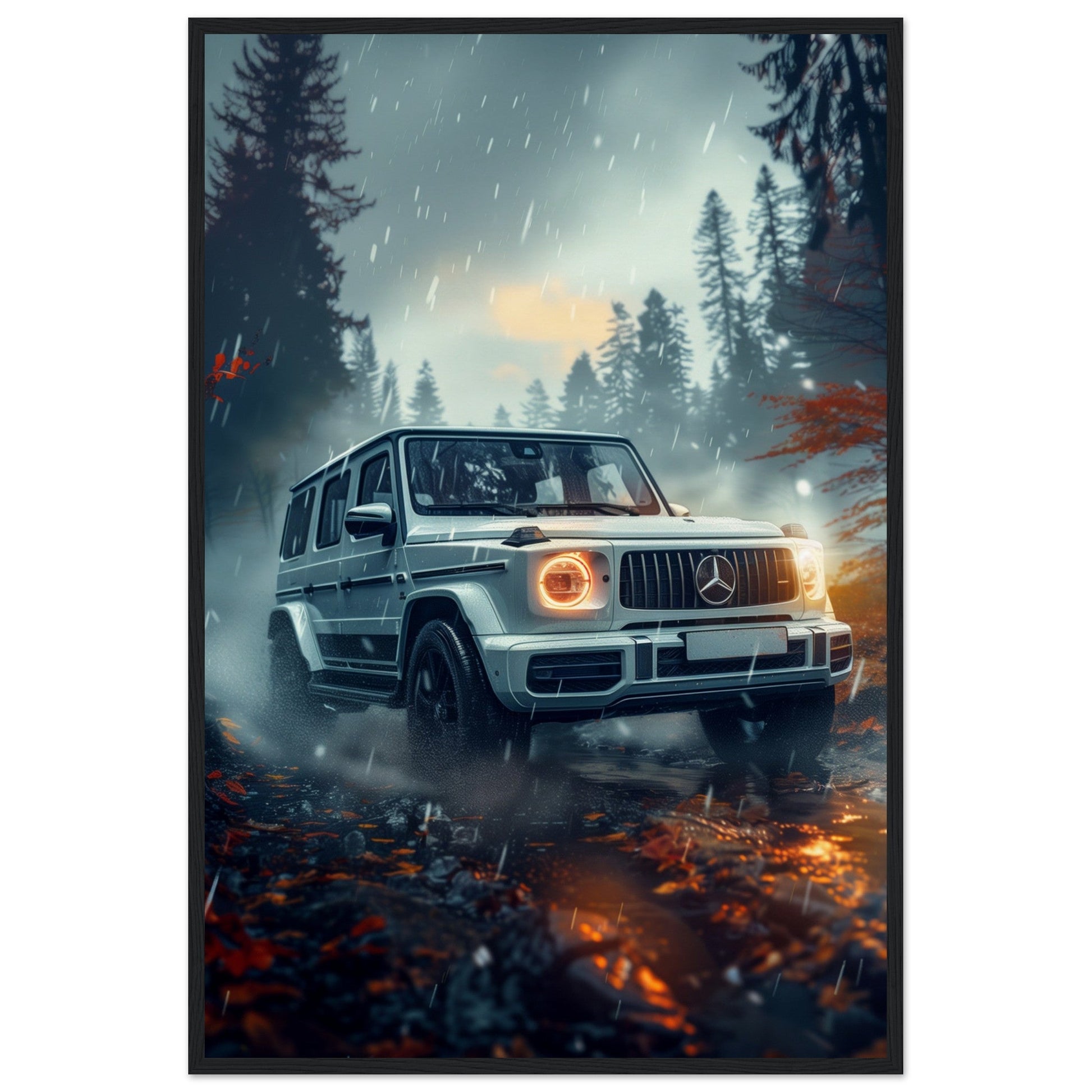 Poster Mercedes Classe G ( 60x90-cm-Bois-noir)