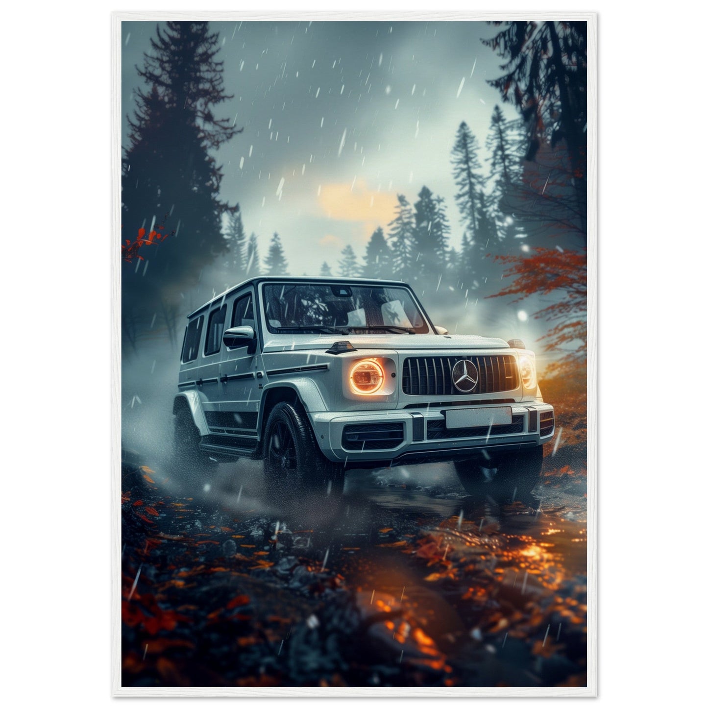 Poster Mercedes Classe G ( 70x100-cm-Bois-blanc)