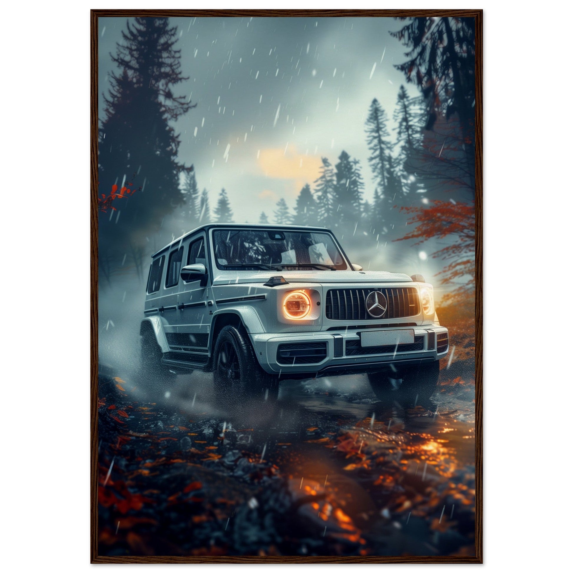 Poster Mercedes Classe G ( 70x100-cm-Bois-foncé)