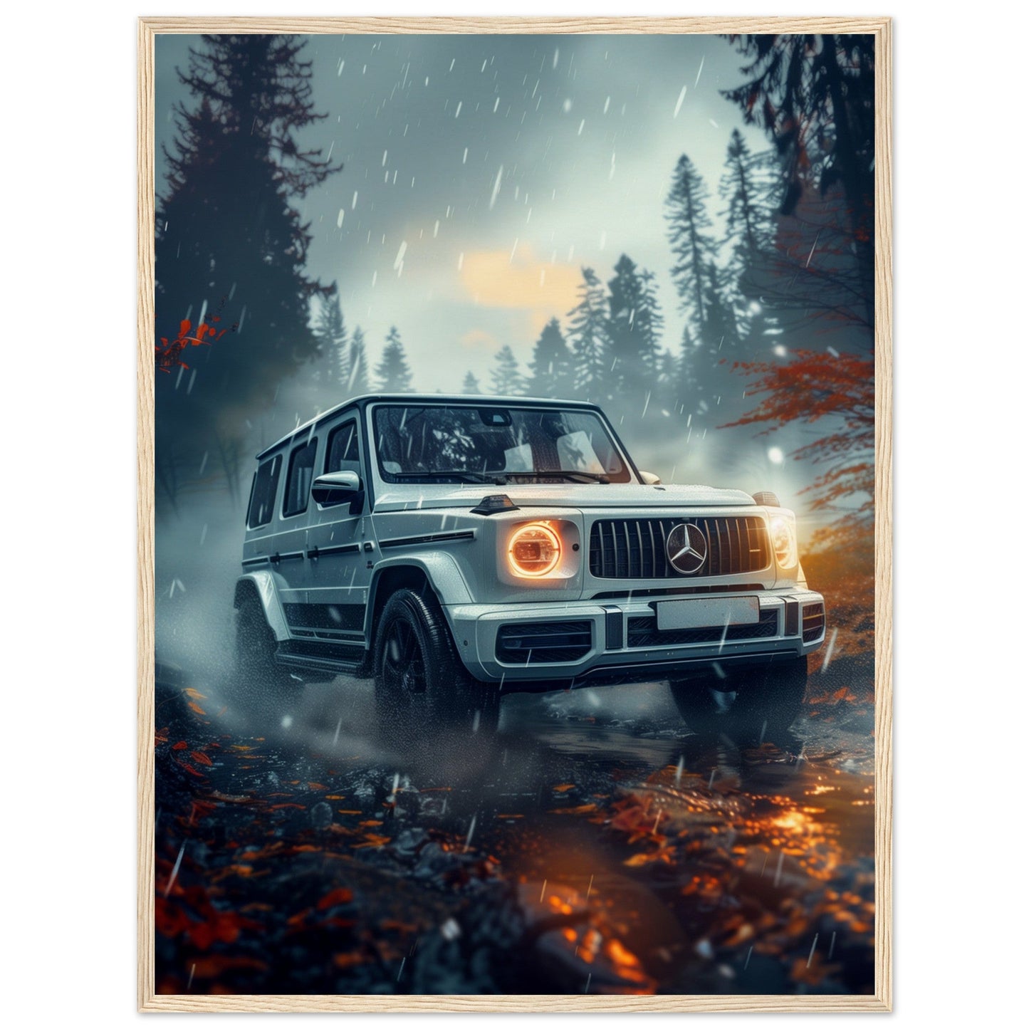 Poster Mercedes Classe G ( 60x80-cm-Bois-clair)