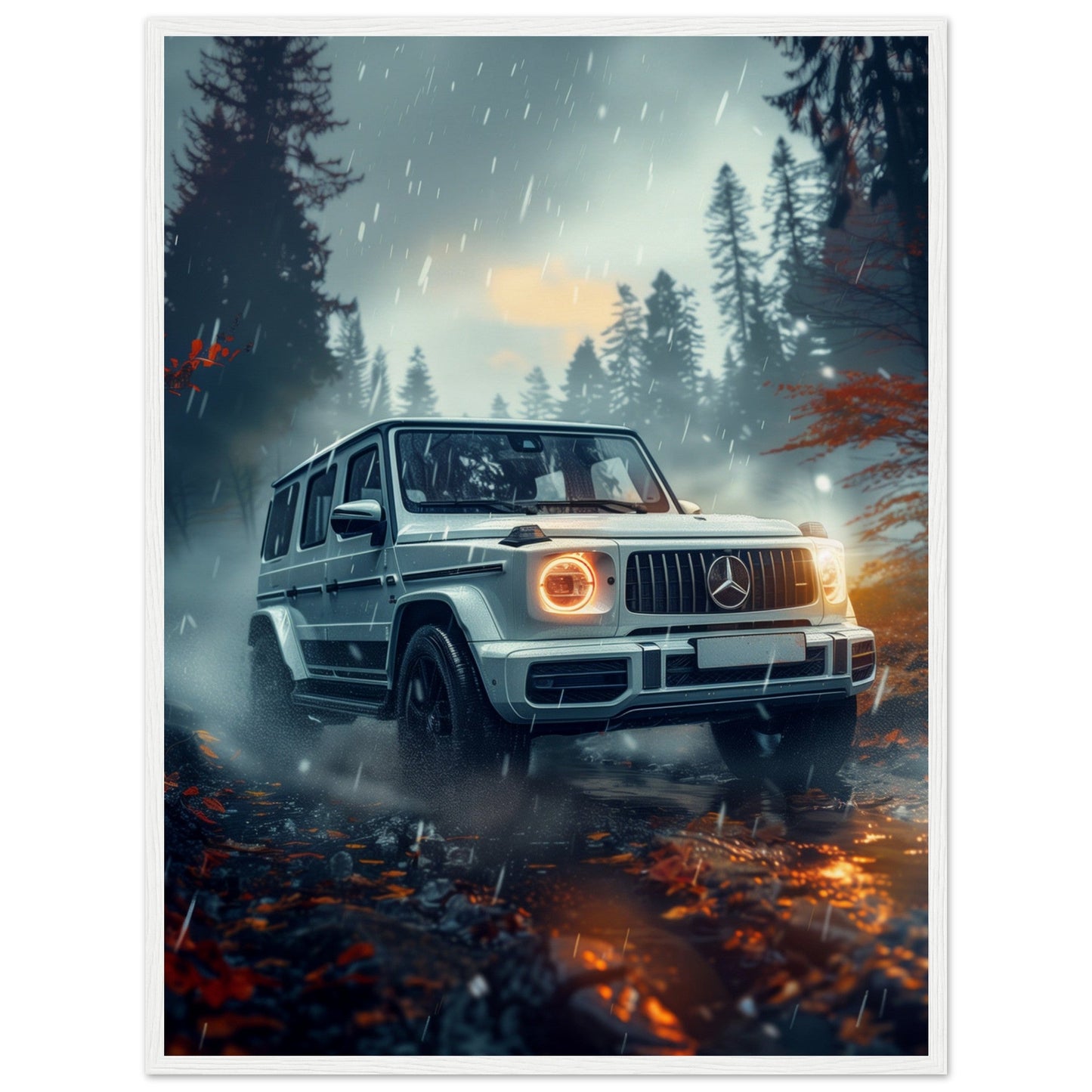 Poster Mercedes Classe G ( 60x80-cm-Bois-blanc)