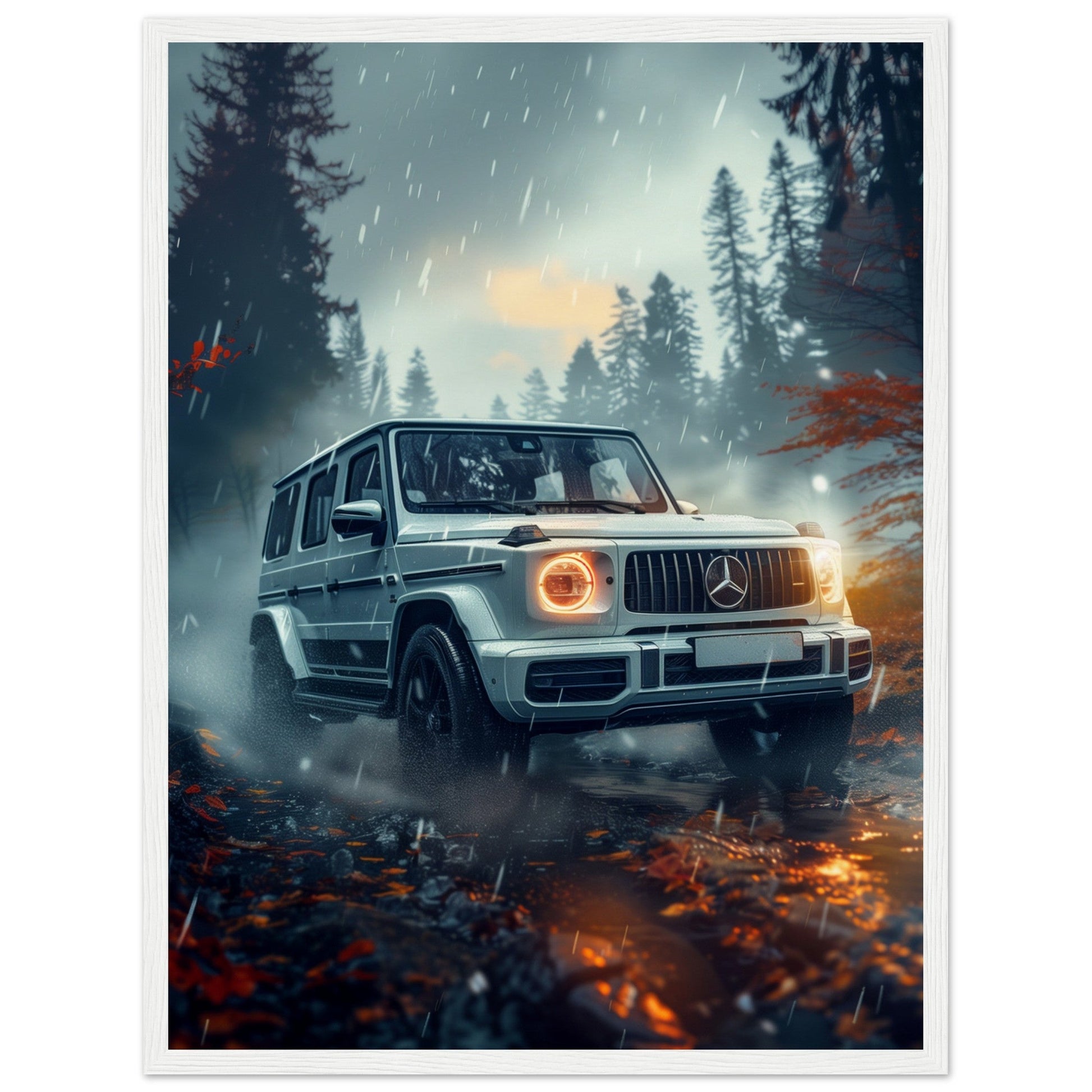 Poster Mercedes Classe G ( 45x60-cm-Bois-blanc)