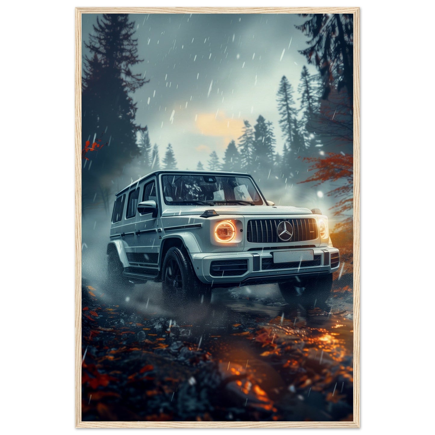 Poster Mercedes Classe G ( 60x90-cm-Bois-clair)