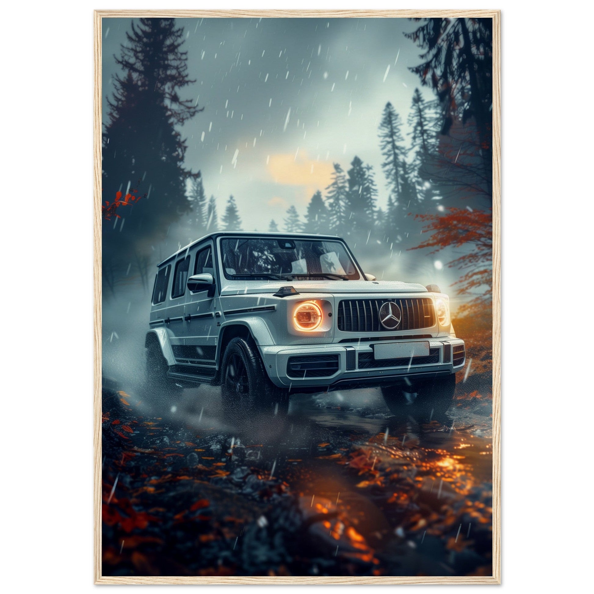 Poster Mercedes Classe G ( 70x100-cm-Bois-clair)