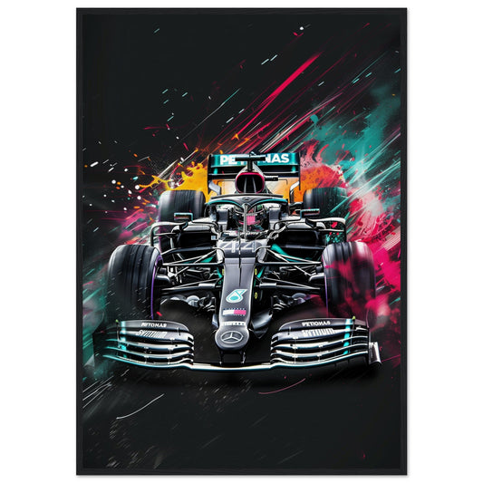 Poster Mercedes F1 ( 70x100-cm-Bois-noir)