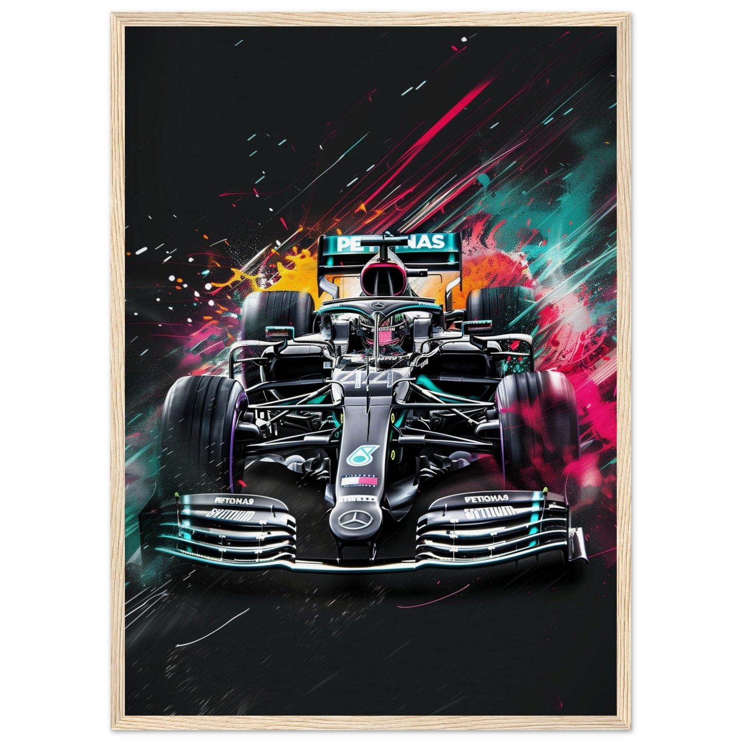 Poster Mercedes F1 ( 50x70-cm-Bois-clair)