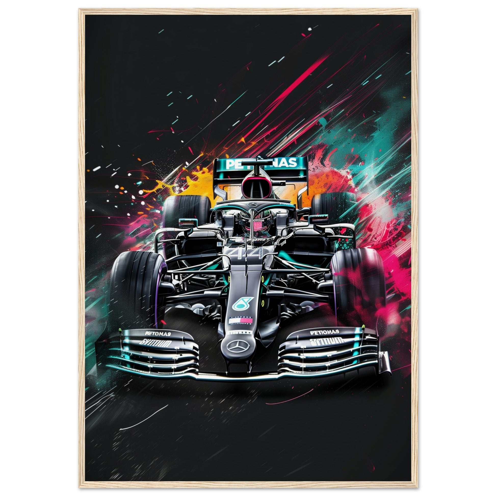 Poster Mercedes F1 ( 70x100-cm-Bois-clair)