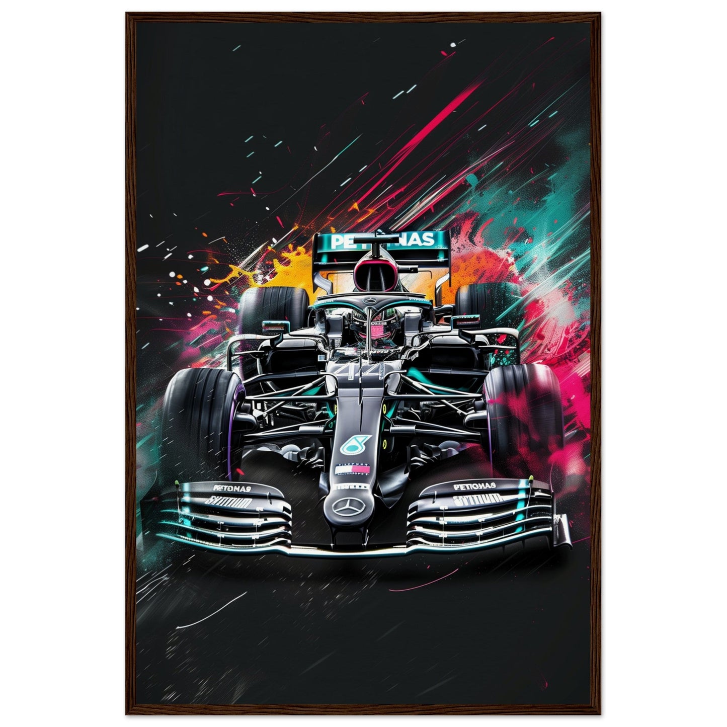 Poster Mercedes F1 ( 60x90-cm-Bois-foncé)