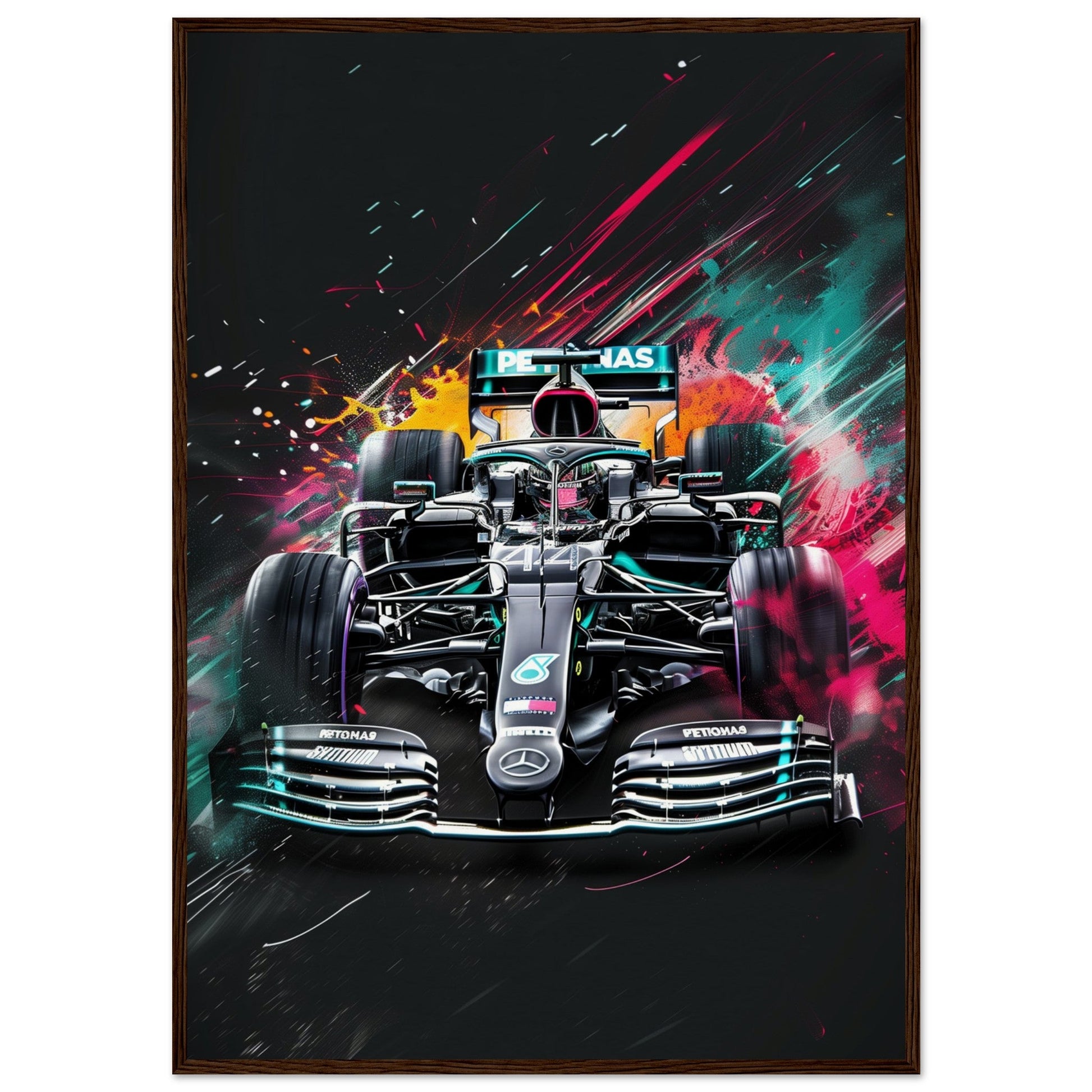 Poster Mercedes F1 ( 70x100-cm-Bois-foncé)