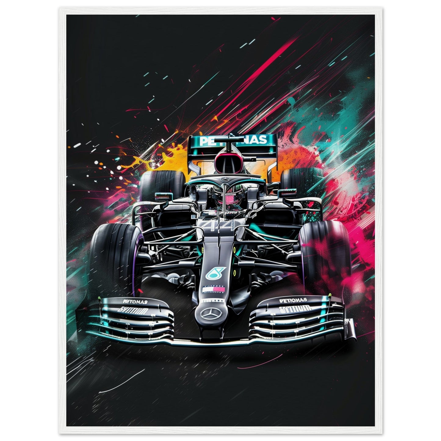 Poster Mercedes F1 ( 60x80-cm-Bois-blanc)