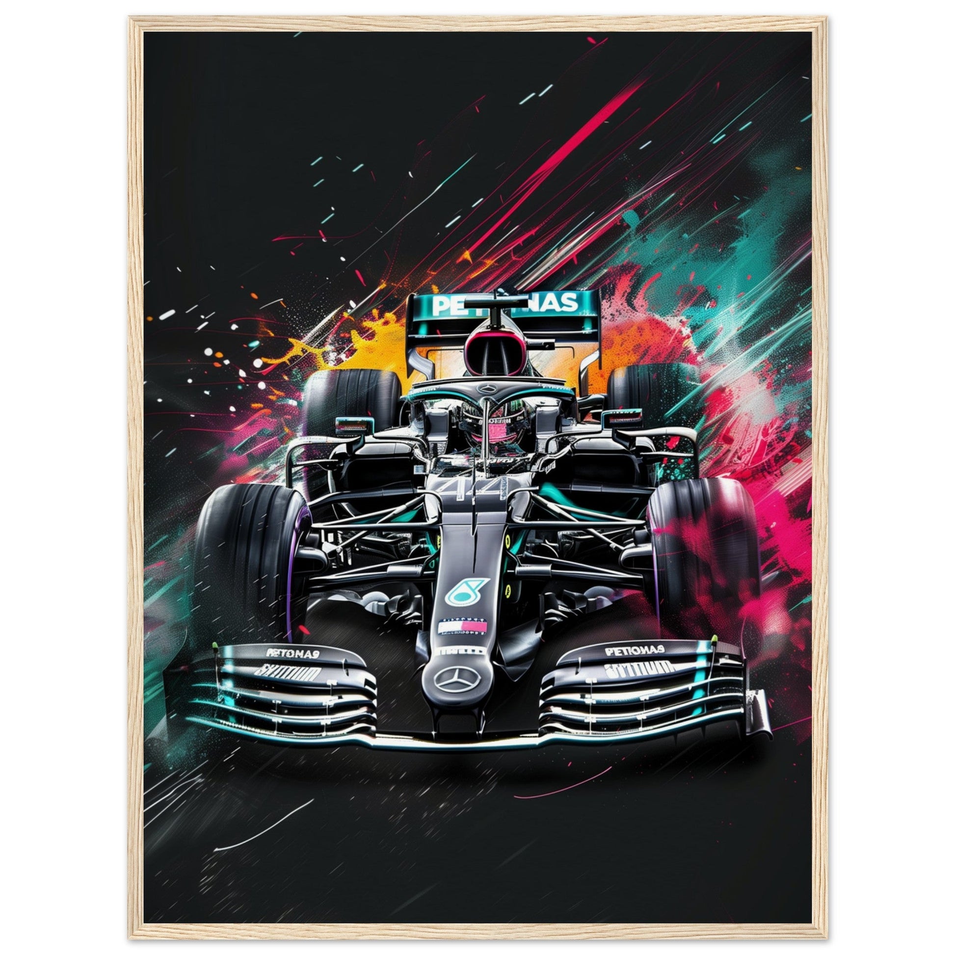 Poster Mercedes F1 ( 60x80-cm-Bois-clair)