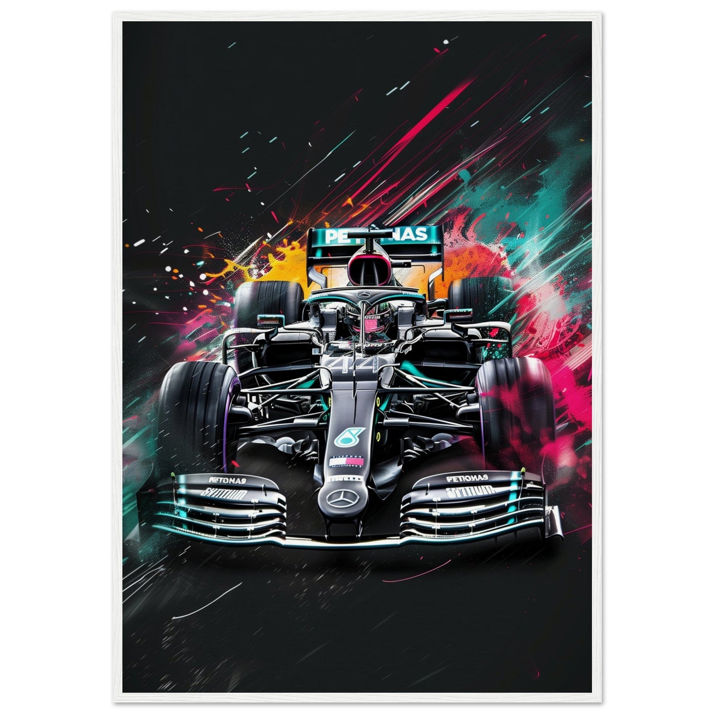 Poster Mercedes F1 ( 70x100-cm-Bois-blanc)