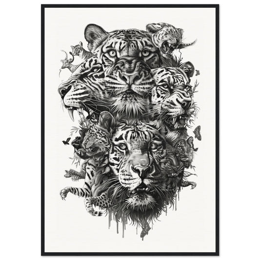 Poster Moderne Animaux ( 70x100-cm-Bois-noir)