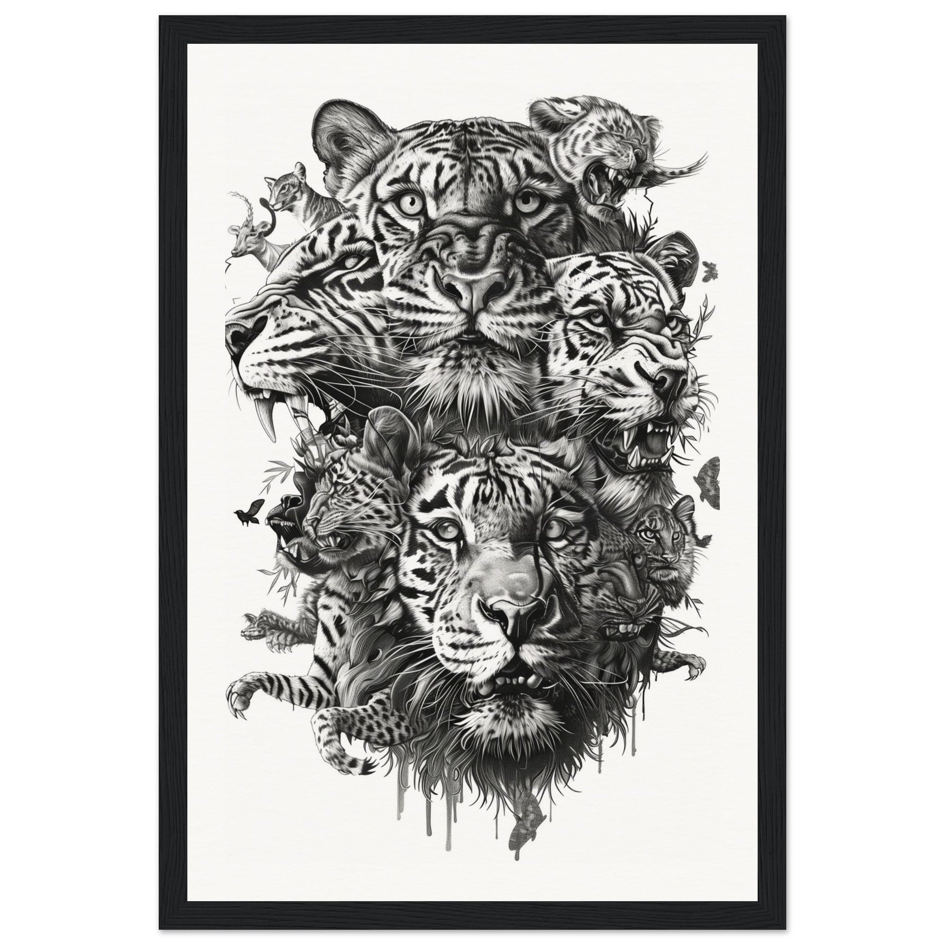 Poster Moderne Animaux ( 30x45-cm-Bois-noir)