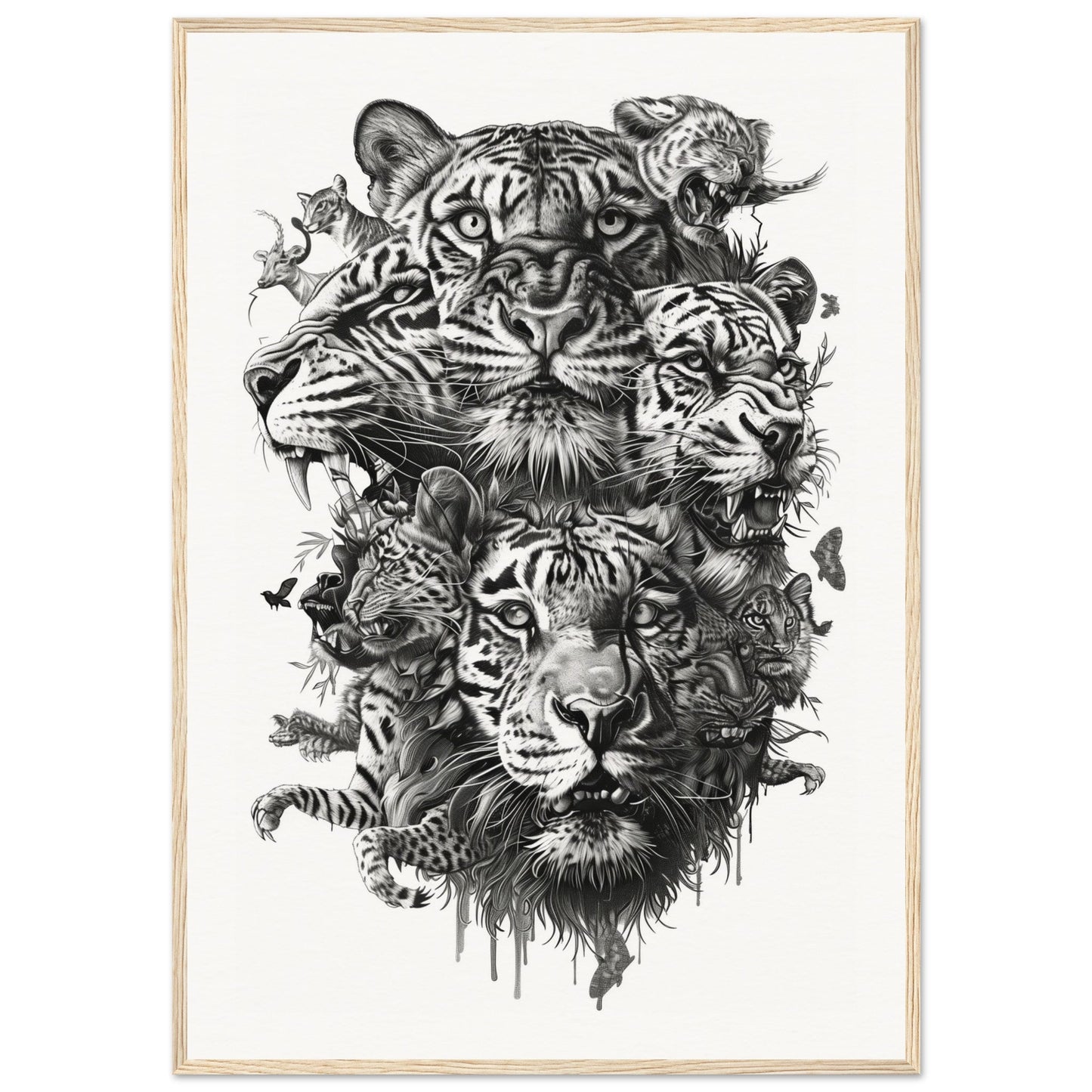 Poster Moderne Animaux ( 70x100-cm-Bois-clair)