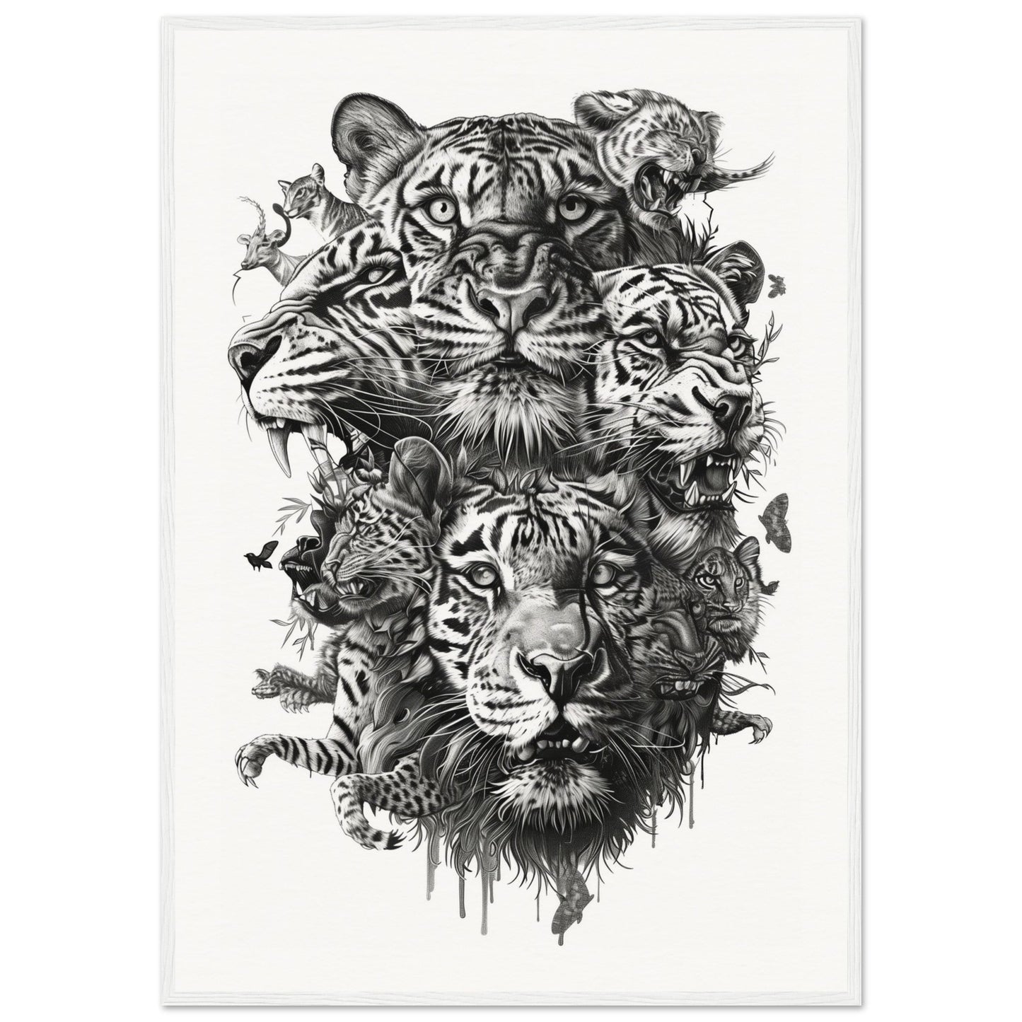 Poster Moderne Animaux ( 70x100-cm-Bois-blanc)