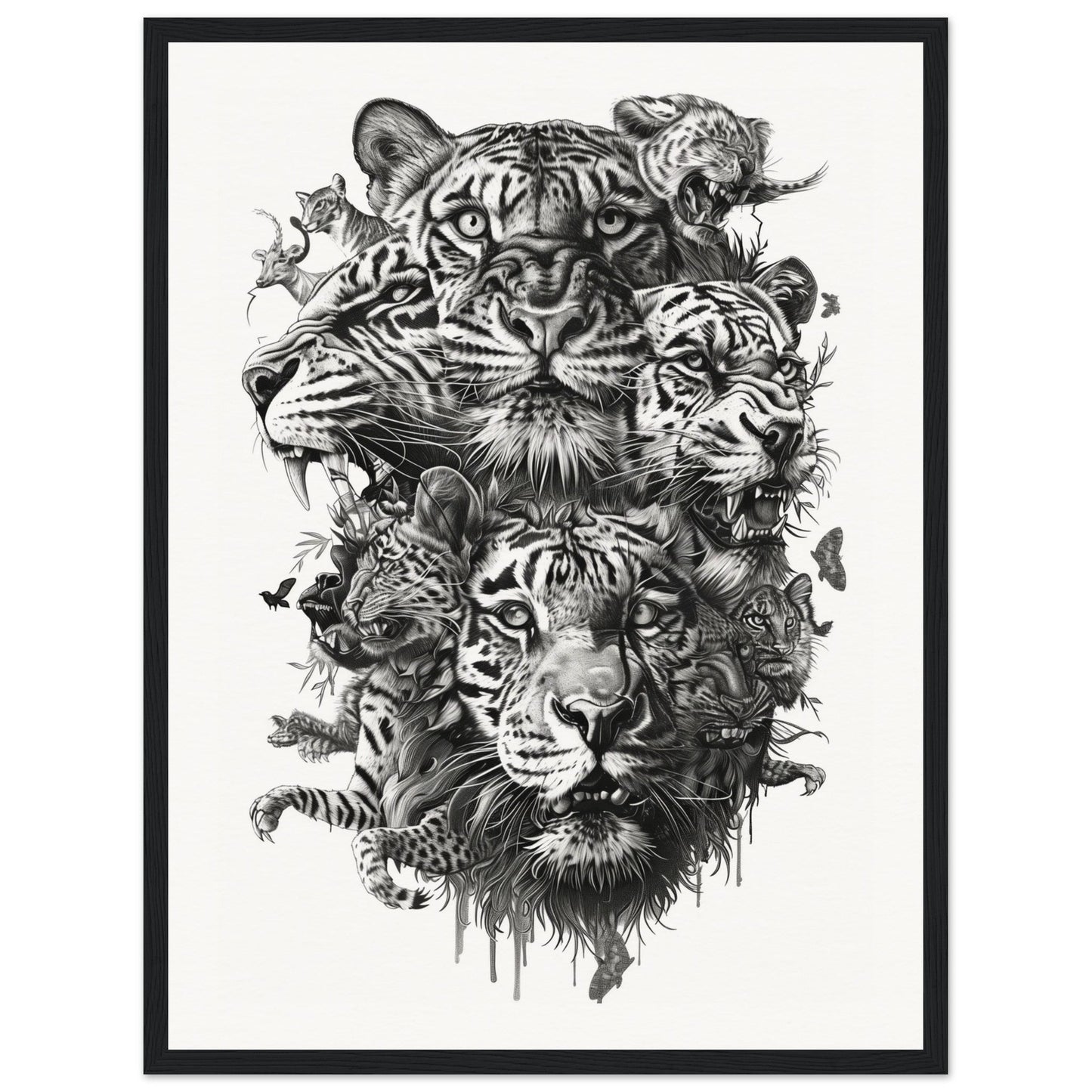 Poster Moderne Animaux ( 45x60-cm-Bois-noir)