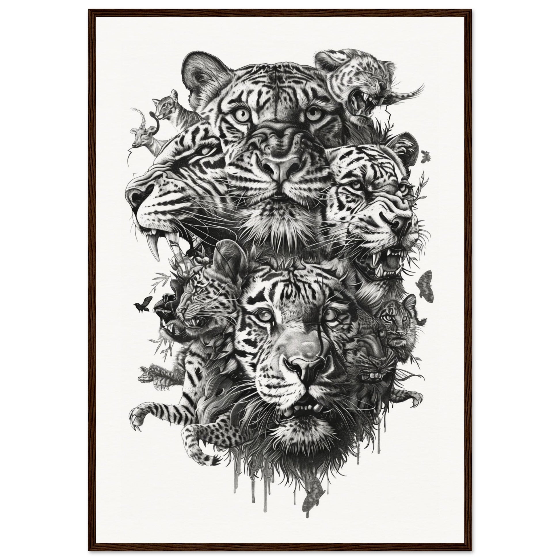 Poster Moderne Animaux ( 70x100-cm-Bois-foncé)