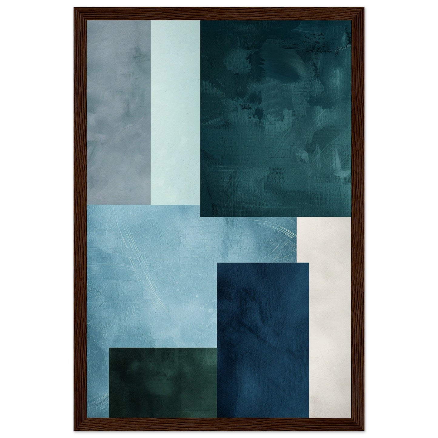 Poster Moderne Bleu Gris Vert ( 30x45-cm-Bois-foncé)