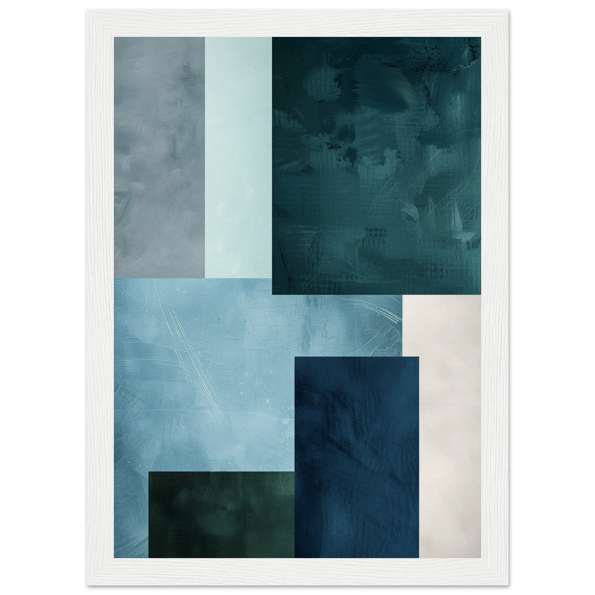 Poster Moderne Bleu Gris Vert ( 21x29.7-cm-Bois-blanc)