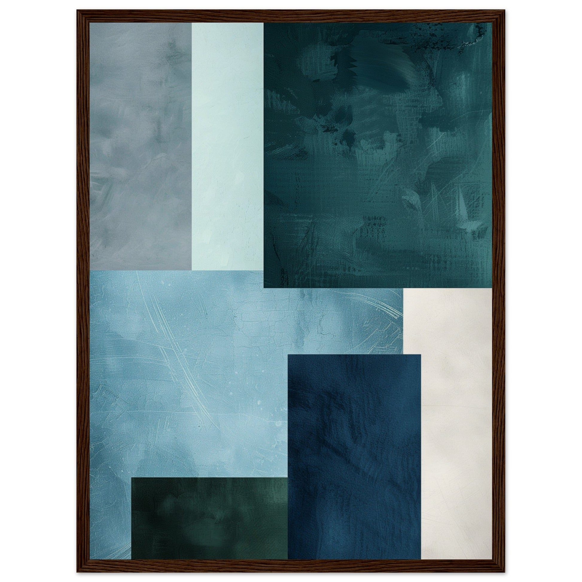 Poster Moderne Bleu Gris Vert ( 45x60-cm-Bois-foncé)