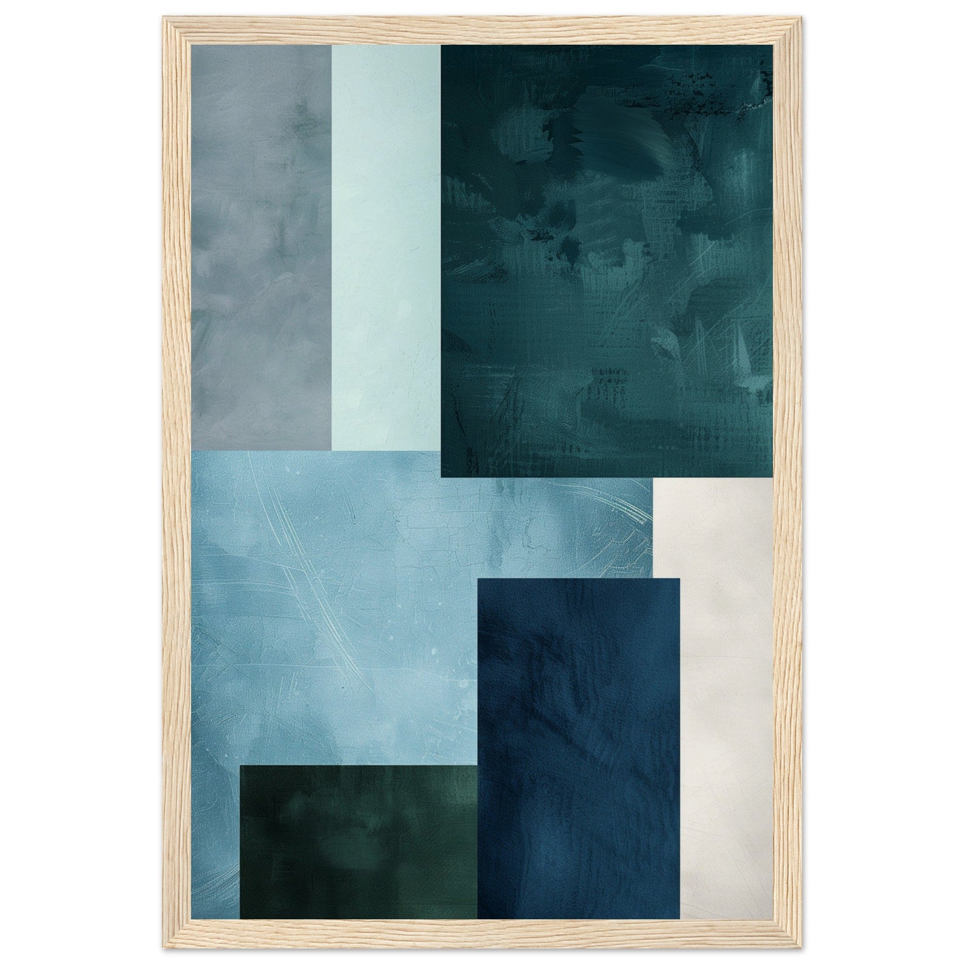 Poster Moderne Bleu Gris Vert ( 30x45-cm-Bois-clair)