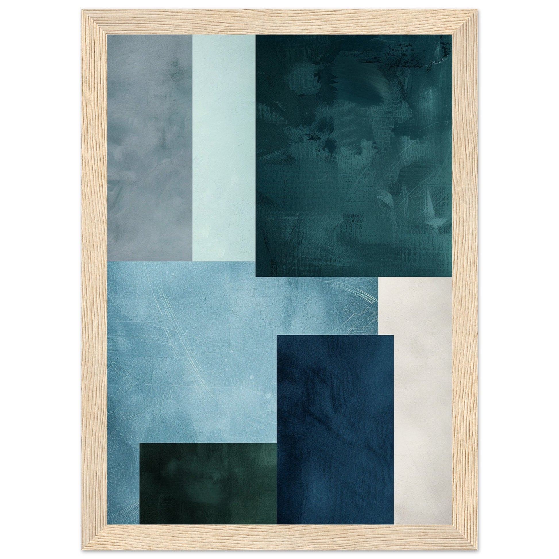 Poster Moderne Bleu Gris Vert ( 21x29.7-cm-Bois-clair)