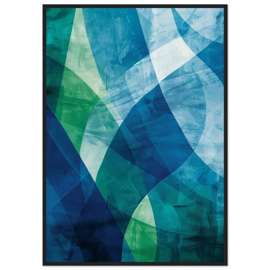 Poster Moderne Bleu et Vert ( 70x100-cm-Bois-noir)