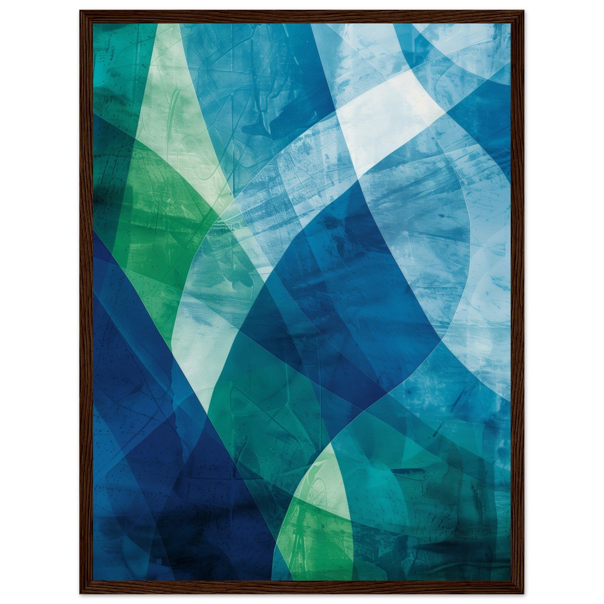 Poster Moderne Bleu et Vert ( 45x60-cm-Bois-foncé)