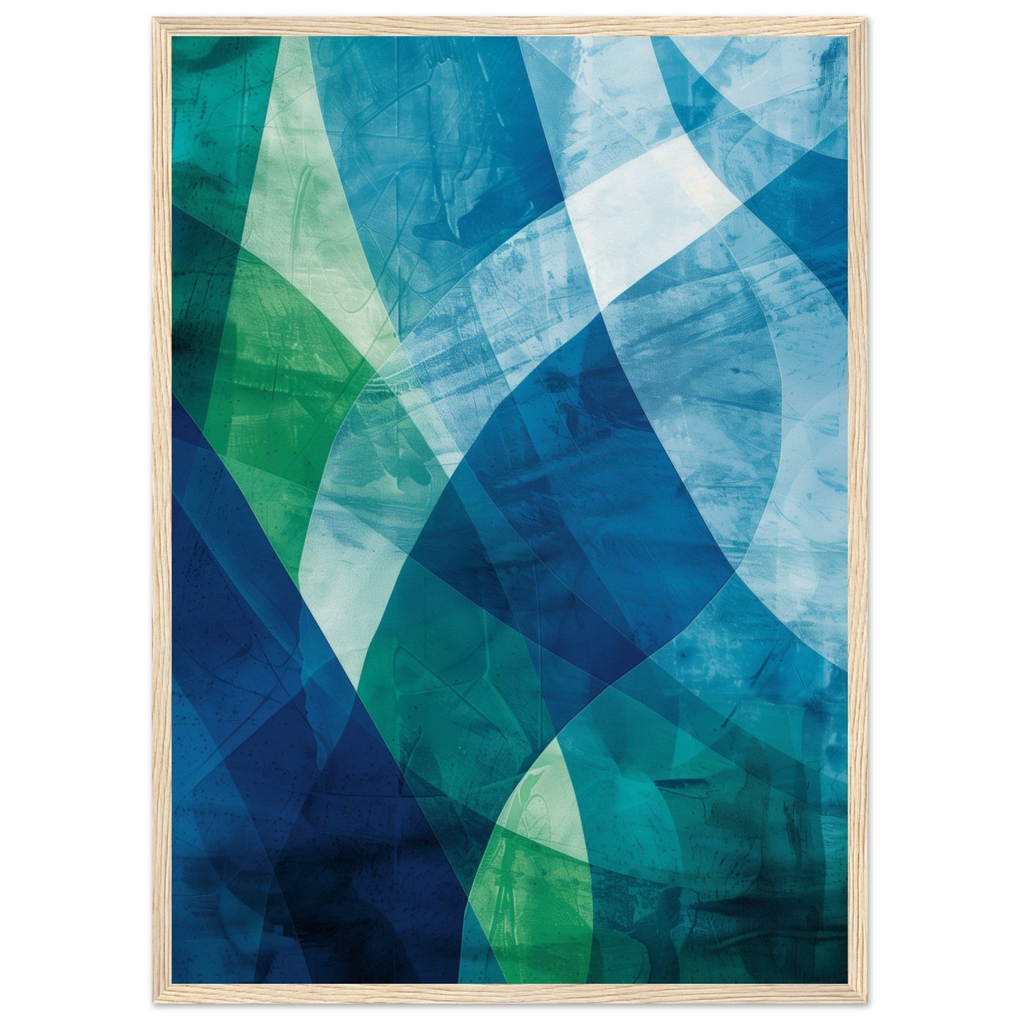 Poster Moderne Bleu et Vert ( 50x70-cm-Bois-clair)