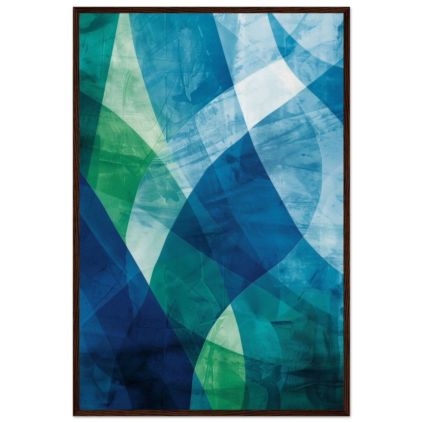 Poster Moderne Bleu et Vert ( 60x90-cm-Bois-foncé)