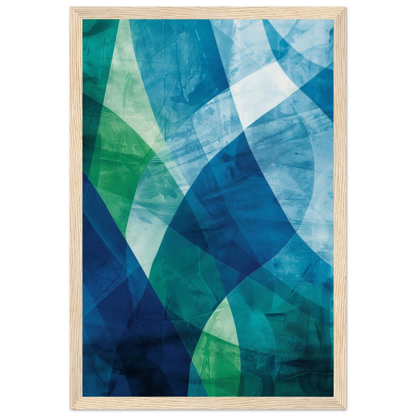 Poster Moderne Bleu et Vert ( 30x45-cm-Bois-clair)