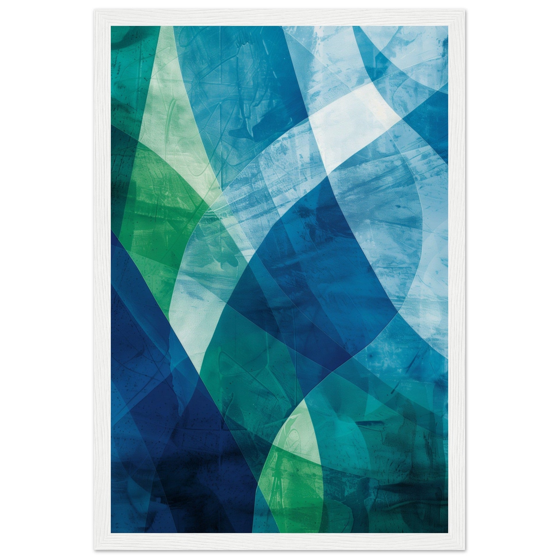 Poster Moderne Bleu et Vert ( 30x45-cm-Bois-blanc)