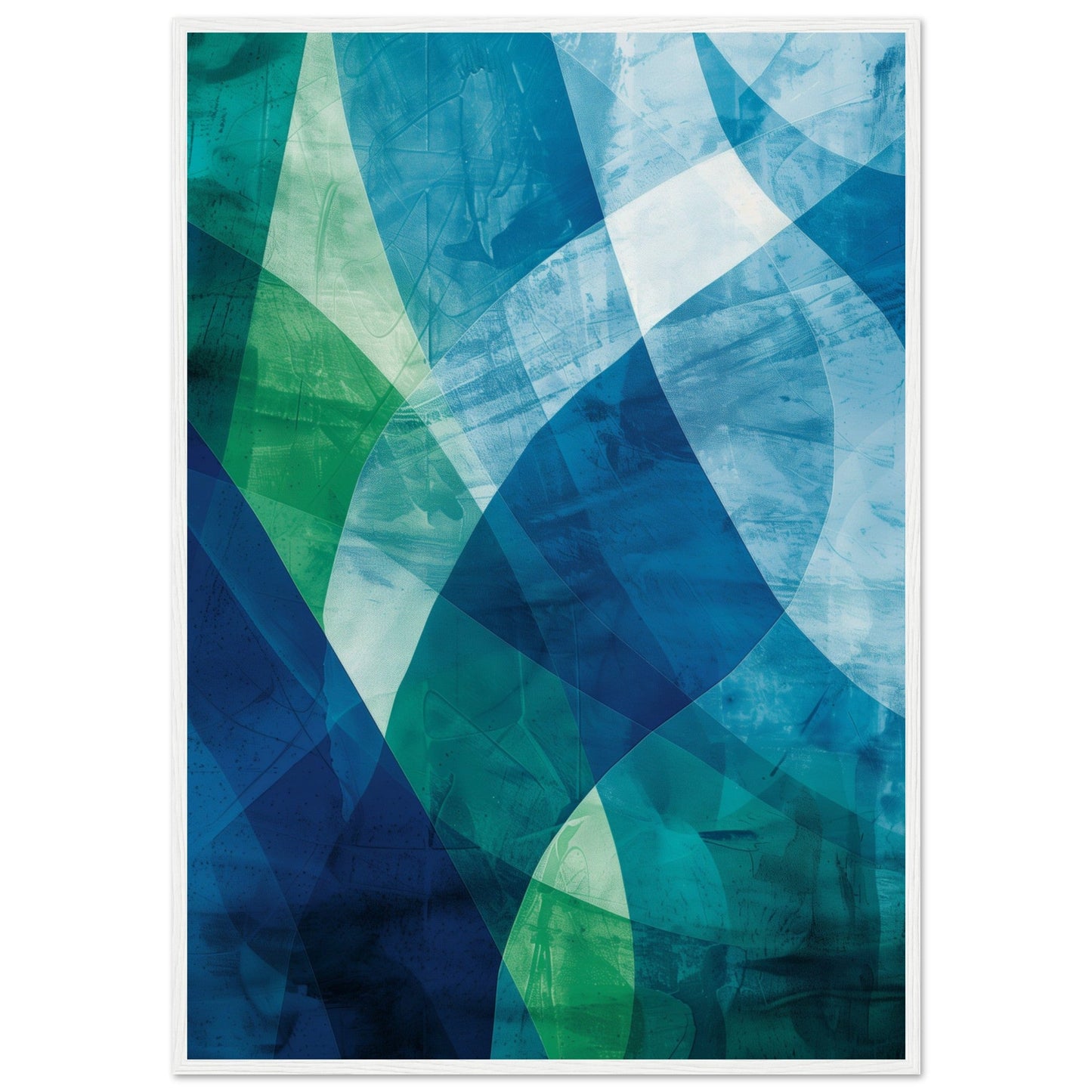 Poster Moderne Bleu et Vert ( 70x100-cm-Bois-blanc)