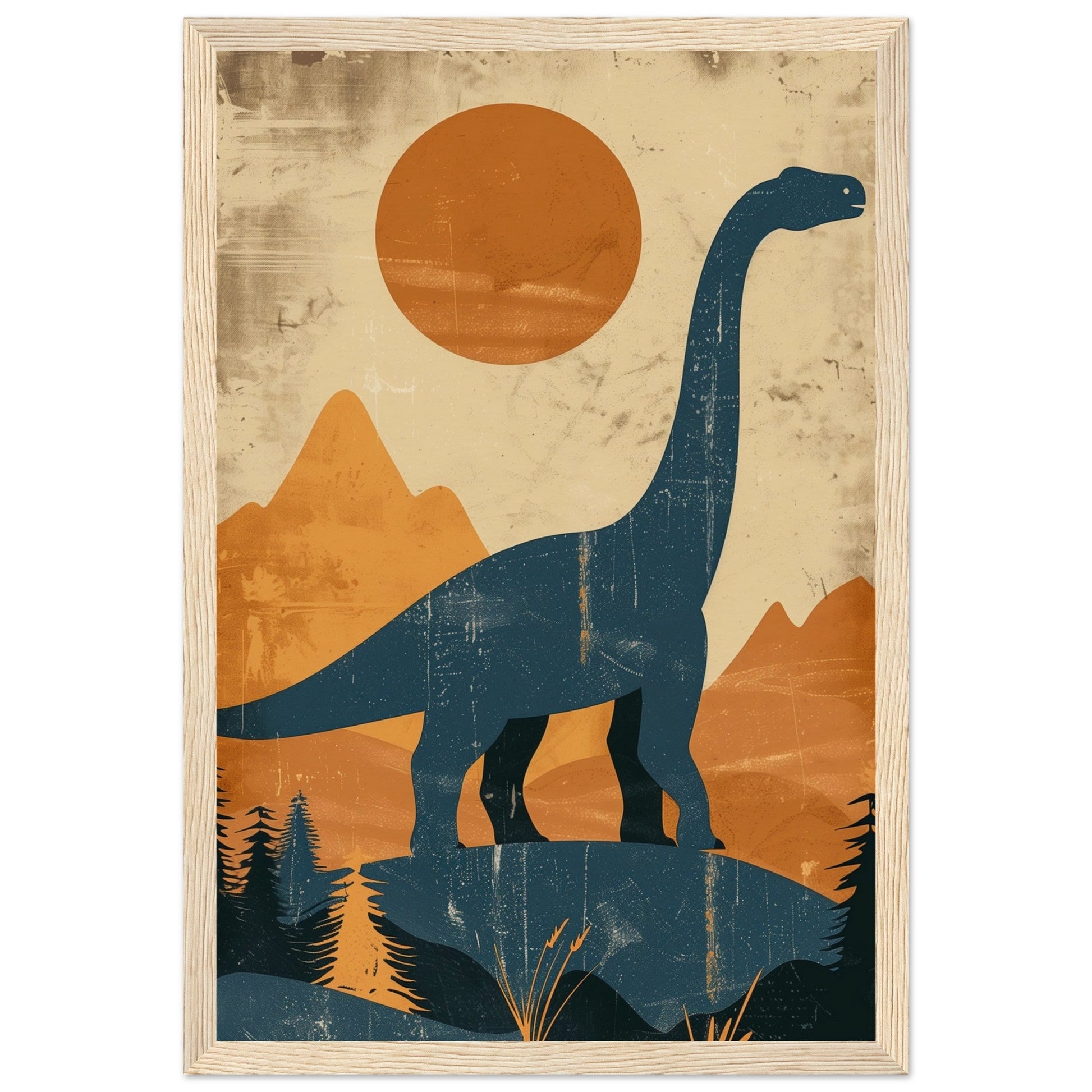 Poster Moderne Dinosaure ( 30x45-cm-Bois-clair)