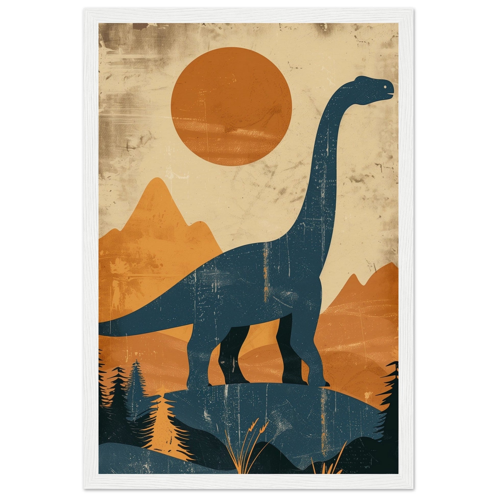 Poster Moderne Dinosaure ( 30x45-cm-Bois-blanc)