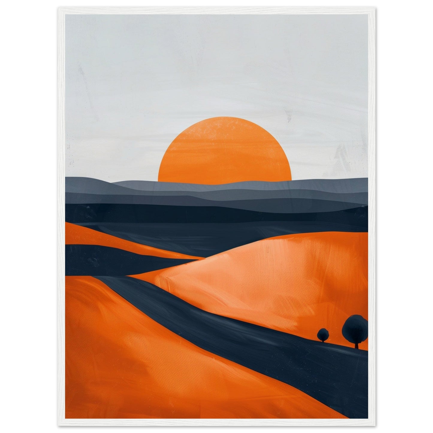 Poster Moderne Paysage Orange ( 60x80-cm-Bois-blanc)