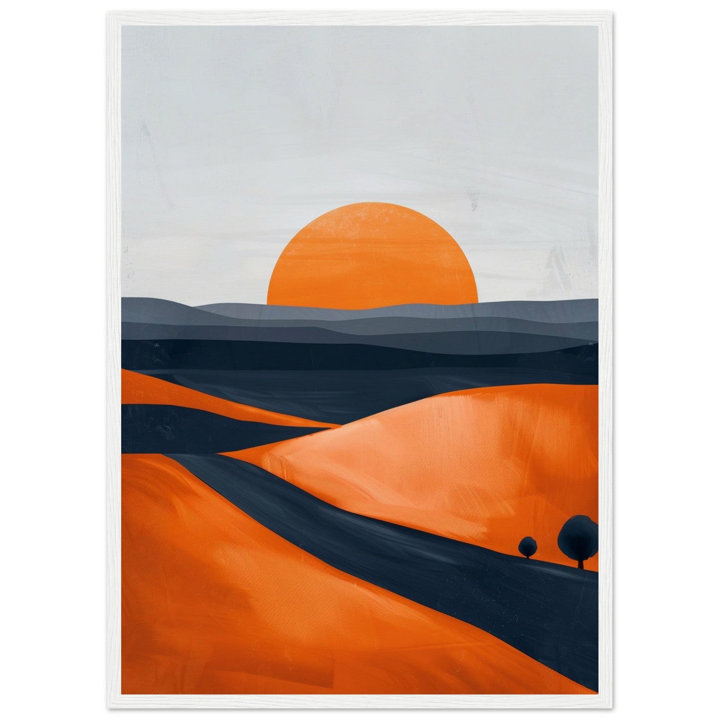 Poster Moderne Paysage Orange ( 50x70-cm-Bois-blanc)