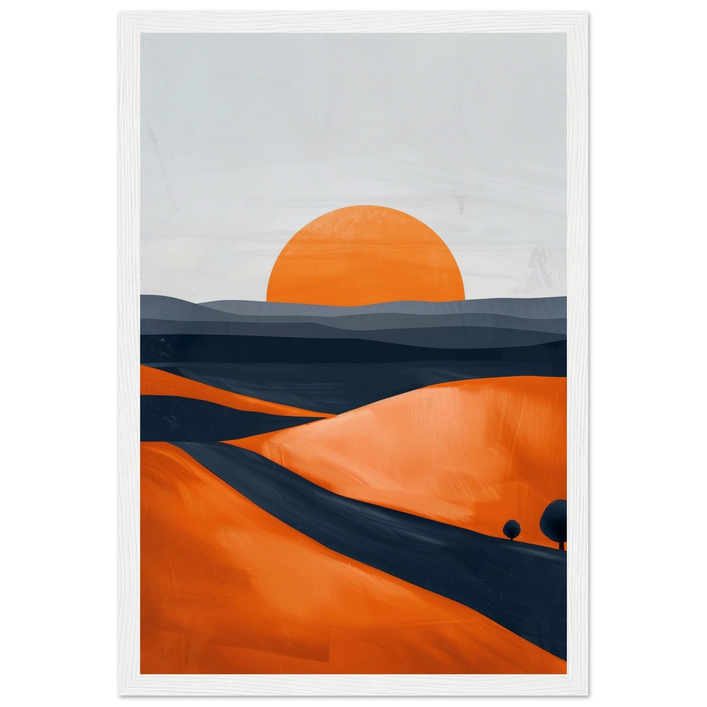 Poster Moderne Paysage Orange ( 30x45-cm-Bois-blanc)