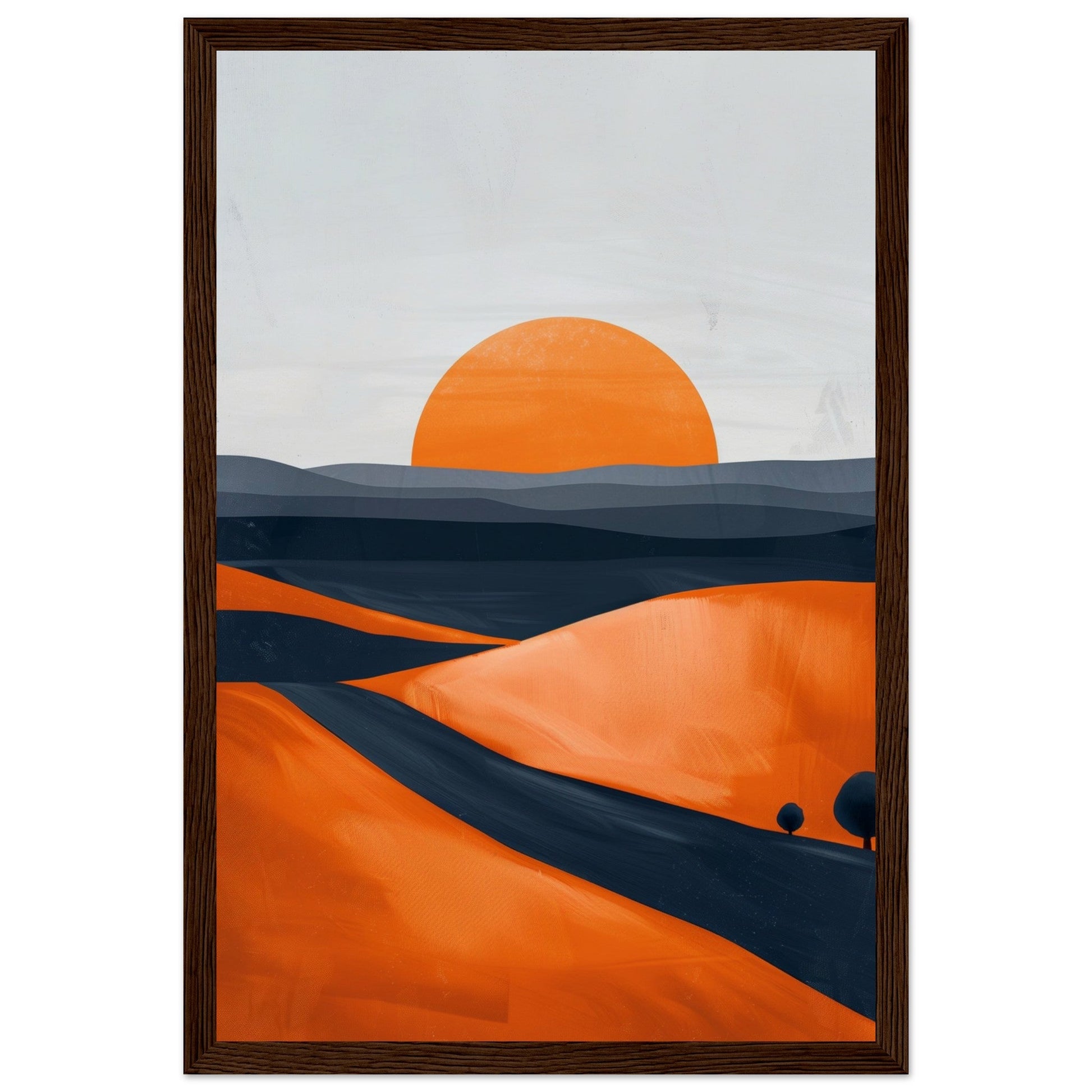 Poster Moderne Paysage Orange ( 30x45-cm-Bois-foncé)