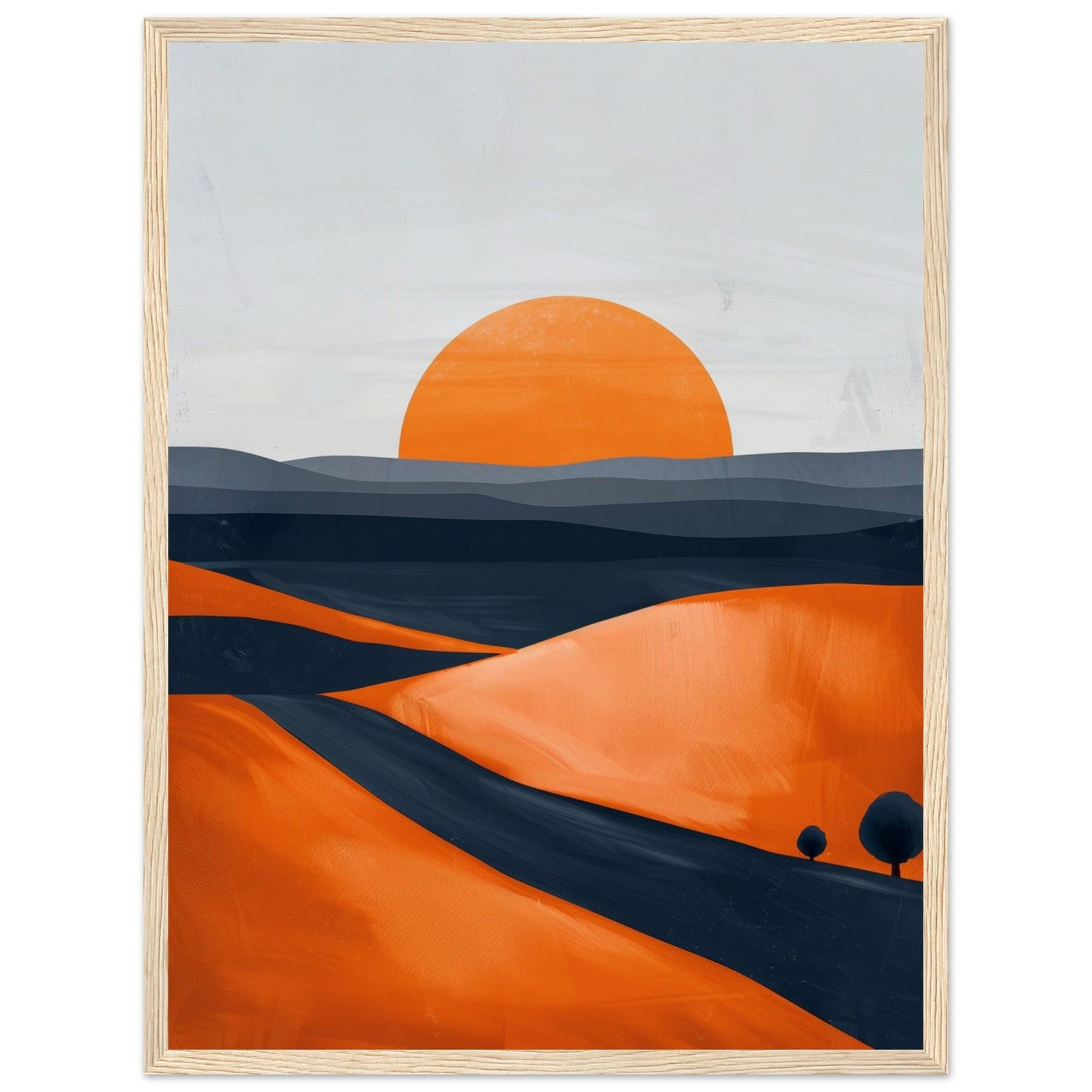 Poster Moderne Paysage Orange ( 45x60-cm-Bois-clair)