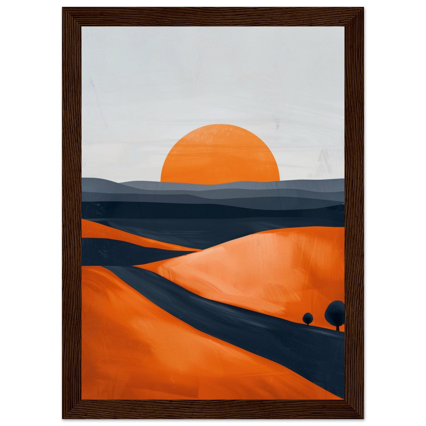 Poster Moderne Paysage Orange ( 21x29.7-cm-Bois-foncé)