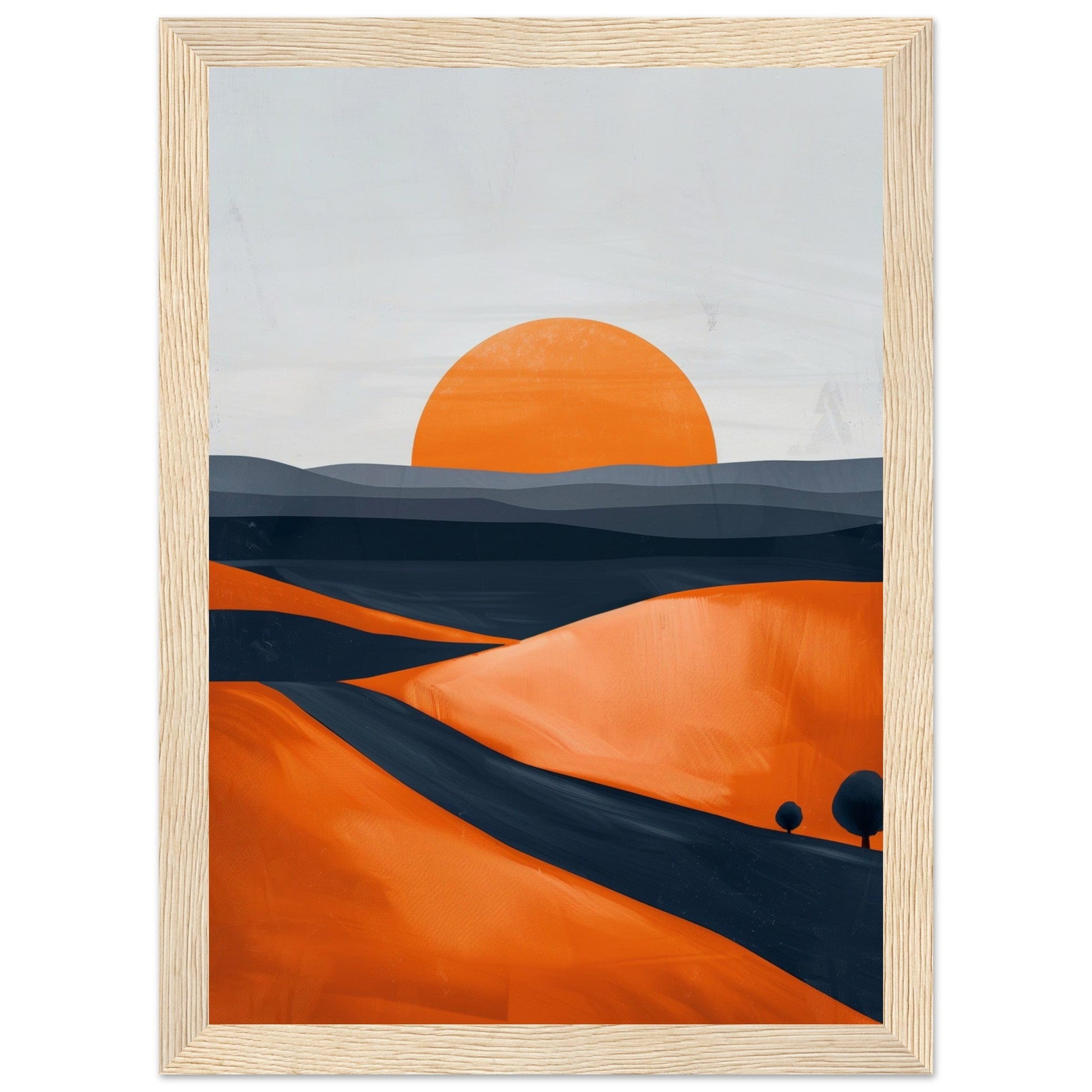 Poster Moderne Paysage Orange ( 21x29.7-cm-Bois-clair)