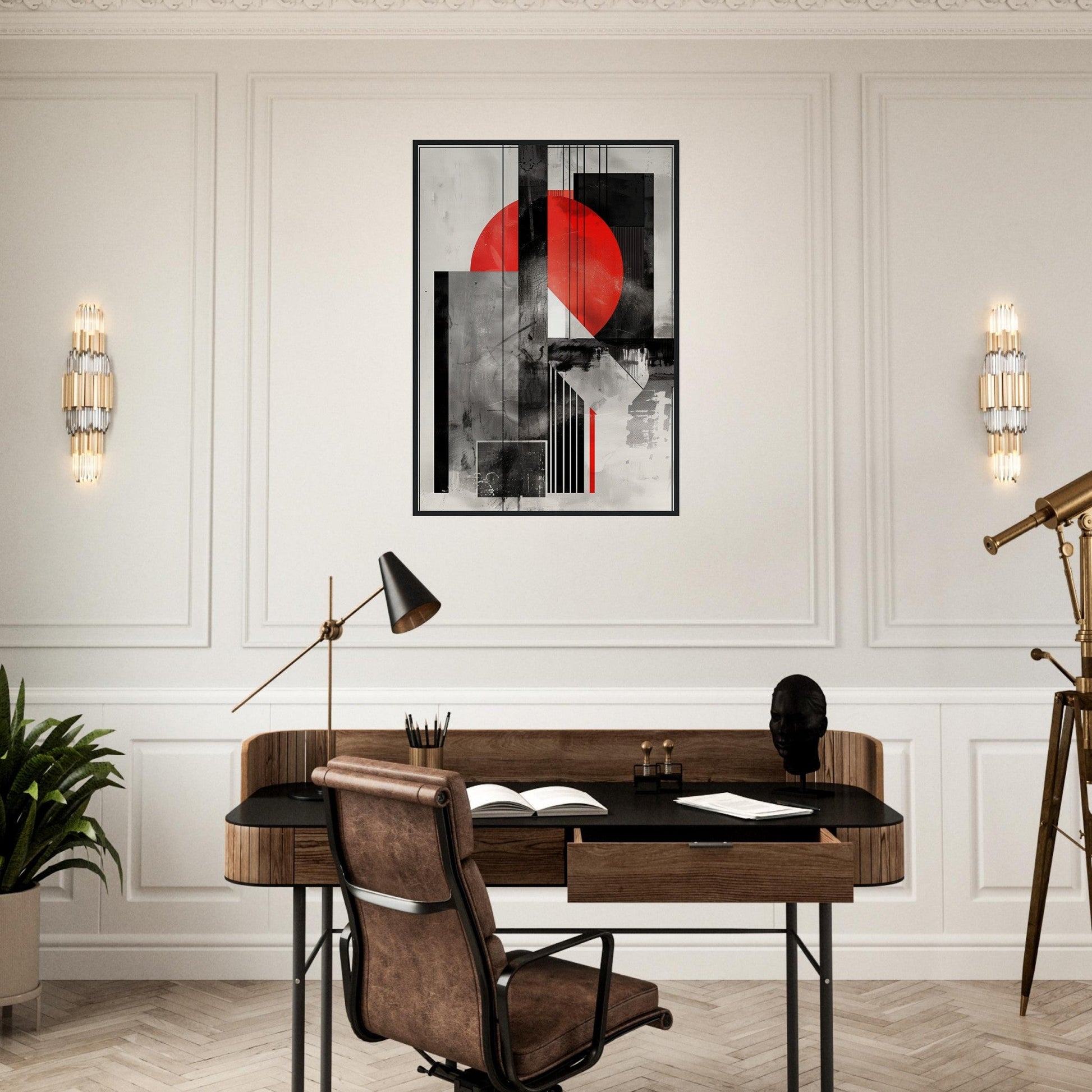 Poster Moderne Rouge Gris ( )