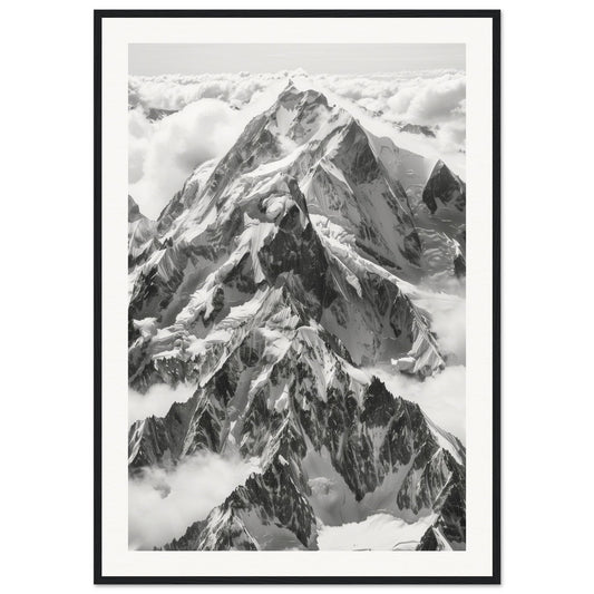 Poster Mont Blanc Noir et Blanc ( 70x100-cm-Bois-noir)