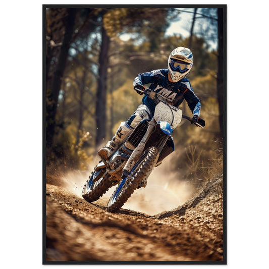 Poster Moto Cross Yamaha ( 70x100-cm-Bois-noir)