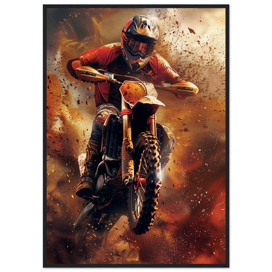 Poster Moto Cross ( 70x100-cm-Bois-noir)